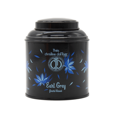 Boîte laquée Earl Grey Fleurs bleues